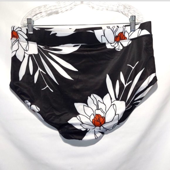 NWOT Lane Bryant Cacique Swim Mid-Waist Swim Brief Black Surf Floral Sz 20 - Picture 2 of 2